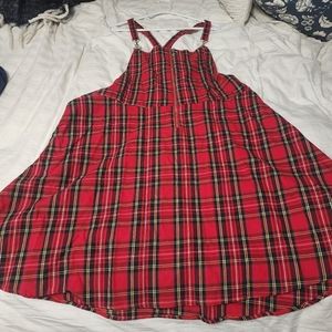 Hot Topic plaid overall dress